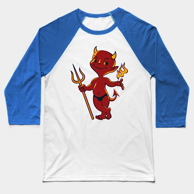 Lowbrow Impish Little Devil Baseball T-Shirt by OldSalt